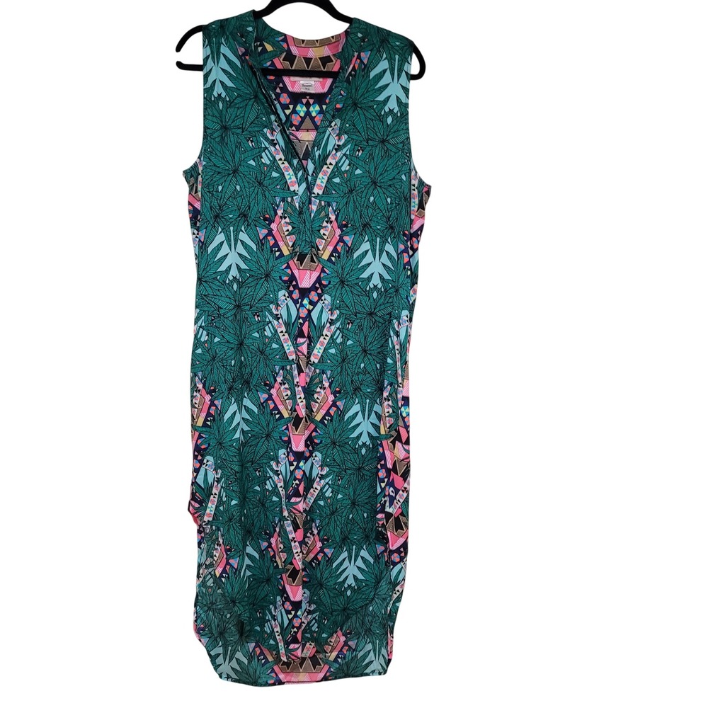Mara Hoffman Green Tropical Palm Geometric Tribal Print Dress resortwear comfort